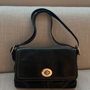 Coach Hampton Buckle Flap Bag - Black